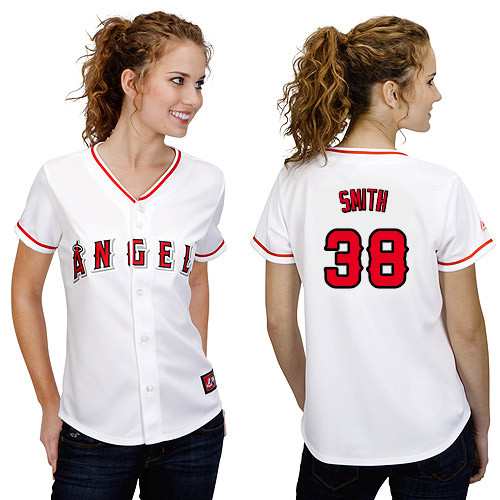 Joe Smith #38 mlb Jersey-Los Angeles Angels of Anaheim Women's Authentic Home White Cool Base Baseball Jersey